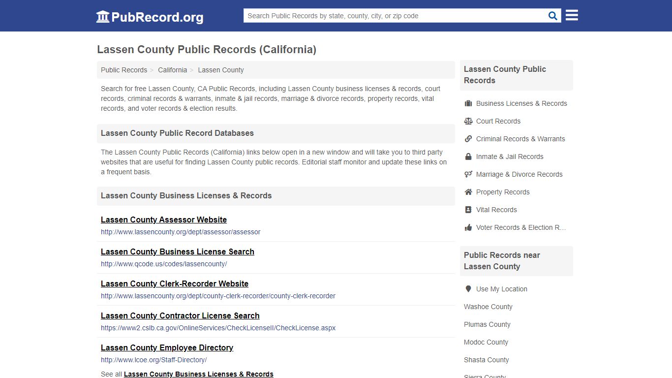 Free Lassen County Public Records (California Public Records)