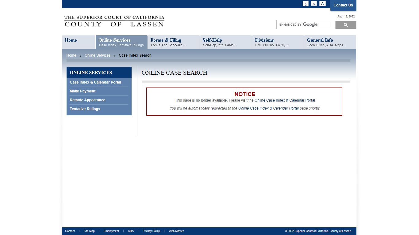 Lassen Superior Court | Online Case Search